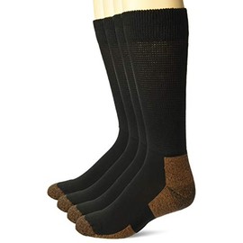 Carolina Ultimate Men's Copper Non-Binding Seamless Crew Socks 4 Pair Pack, Black, Large