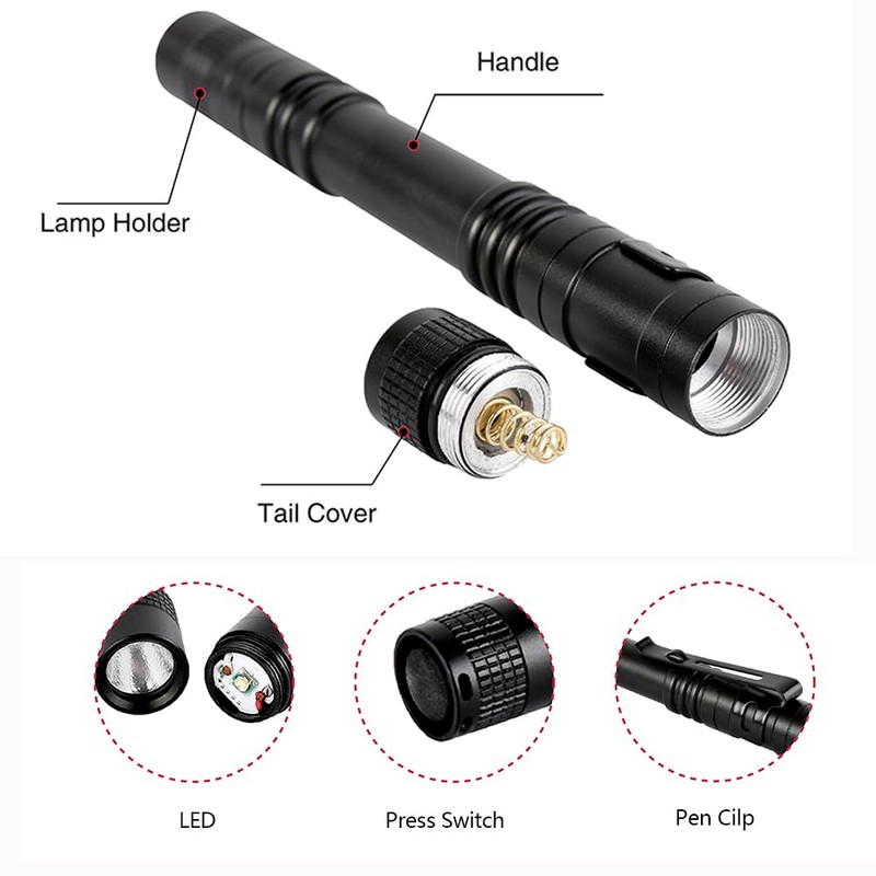 MVIOCS 10 Pieces Mini Small LED Flashlight Handheld Pen Light