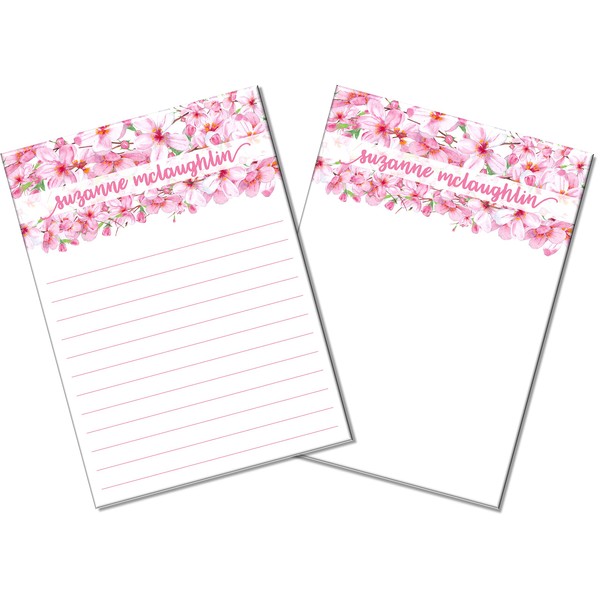 Personalized 5"x7" Notepads with Floral Design - (2 pack) Customizable