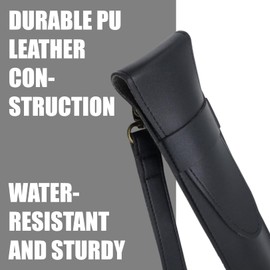 Cheerock Drum Stick Bag, PU Leather Drumstick Case Holder, 1Pair Storage for Drumsticks & Mallets (Black)