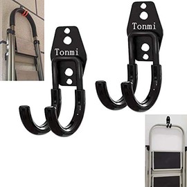 2Pcs Telescoping Wall Mount Ladder Hooks, Folding Step Stool Wall Mount Hooks, Household Engineering Ladder Hanger, Telescoping Ladder Hanger, for Garage or Shed Display & Storage Ladder Tool