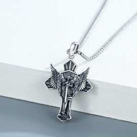 ZIPPICE Archangel Michael Sterling Silver St Michael Cross Pendant Good Luck Christian Religious Amulet Unisex Necklace
