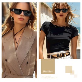 Foliful Square Sunglasses for Women Trendy Running Sunglasses 90's Retro Vintage y2k Classical Square Shades UV Protection