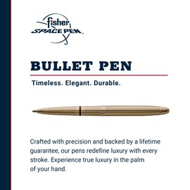 Fisher Space Pen Bullet Pen, Ballpoint, Black Ink, Gold Lacquered Brass, Gift Box