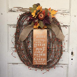 AGD Fall Decor - Flat Grapevine Pumpkin Autumn Words XX Large Wreath