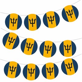 AK Giftshop Barbados Flag Bunting Party Decorations Flags - 12pcs / 2.5m Ribbon