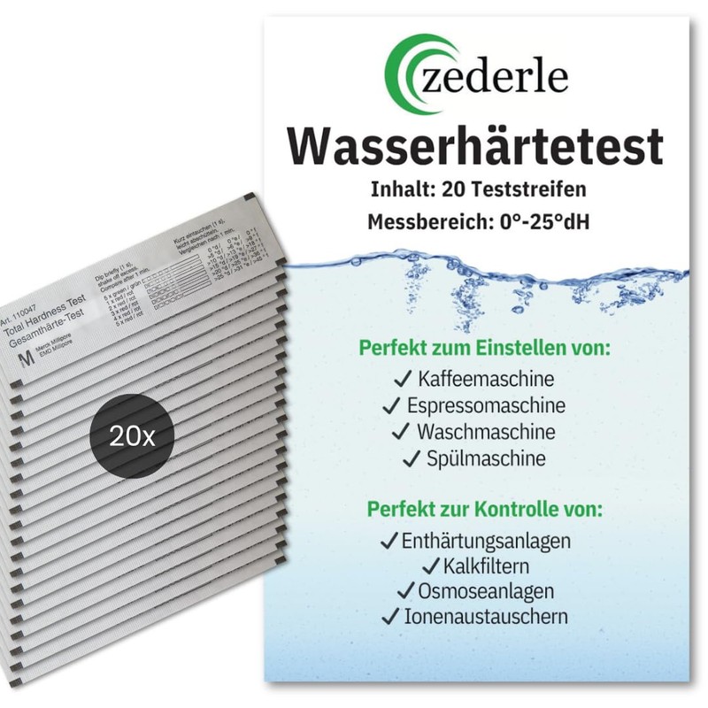 zederle Pack of 20 Water Hardness Test Strips Test Kit