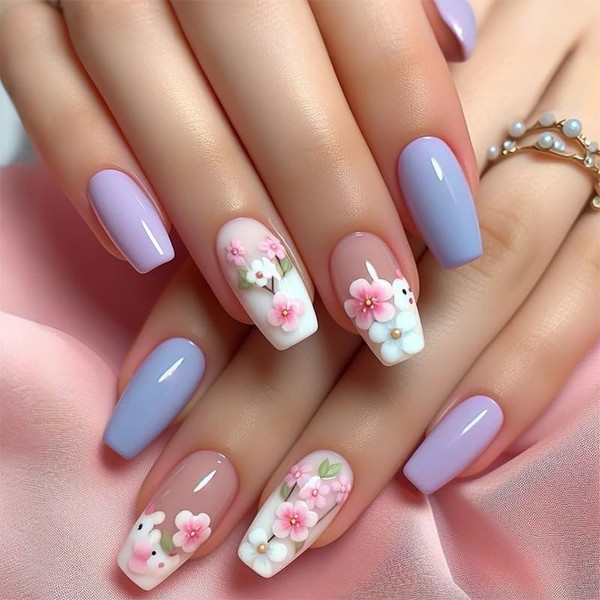 Press on Nails Medium Coffin Square French Tip Simple with