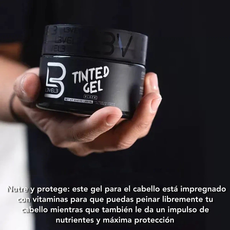 Gel Con Tinte Negro Level3 Cubre Cana Color Y Fijación