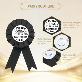 Big Brother Tinplate Badge Pin, Black Rosette Brother To Be Button Pin, Baby Shower Badge Pin for Boy, I'm Going To Be A Big Brother Brooch Buttons, Boy Birthday Party Supplies