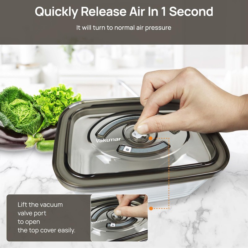 2PCS Vacuum Seal Food Storage Containers, Vakumar Vacuum Sealer containers