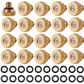 20 Pack Brass Misting Nozzles with 20Pc Brass Misting Nozzles O Ring,Heavy Duty Misting Nozzle 0.02" Orifice (0.5 mm)10/24 UNC for Outdoor Cooling System Dust Control