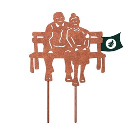 VERDOBA Old Couple Garden Decoration Grate - Grandma and Grandpa Figures Garden Decoration with Rust Patina - Garden Stake Rust - Grandma and Grandpa on Bench Made of Sturdy Iron - Rust Decoration