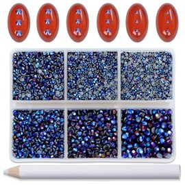 Bymitel Hotfix Crystal Rhinestones Round Gems for Crafts,Mixed 6 Sizes with Wax Pencil Kit, Amethyst AB 1.3-3.2mm(SS3-SS12/8000pcs)