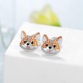 Corgi Earrings 925 Sterling Silver Dog Earrings Puppy Earrings Animal Earrings Jewelry Corgi Gifts for Corgi Lovers for Women