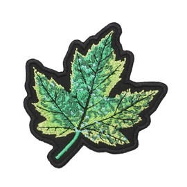 2 Pcs Green Maple Leaf Embroidered Appliques Patch with Hook and Loop Fastener Backing- Punk Style Tactical Crochet Badge suitable for Vests,Jackets, Backpacks,and Clothing
