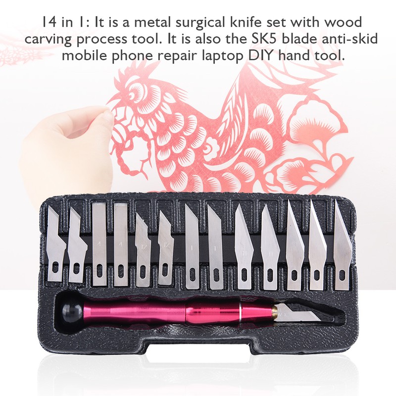 14 in 1 SK5 DIY Cutter Knife Set Metal Carving