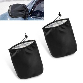 Polcatay Car Side Mirror Snow Cover, Freeze-proof Dust-proof Oxford Cloth Protector, Adjustable Drawstring Windproof Cover for All Seasons, for Cars Trucks Winter Accessories (Black #12.9" x 10.6 ")
