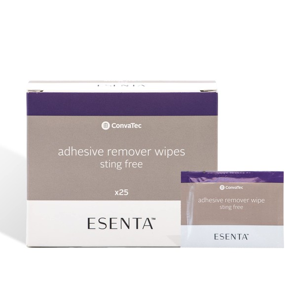 ConvaTec ESENTA Adhesive Remover Wipes for Around Stomas and Wounds, Sting Free, Alcohol Free, 25ct Box (Pack of 1)