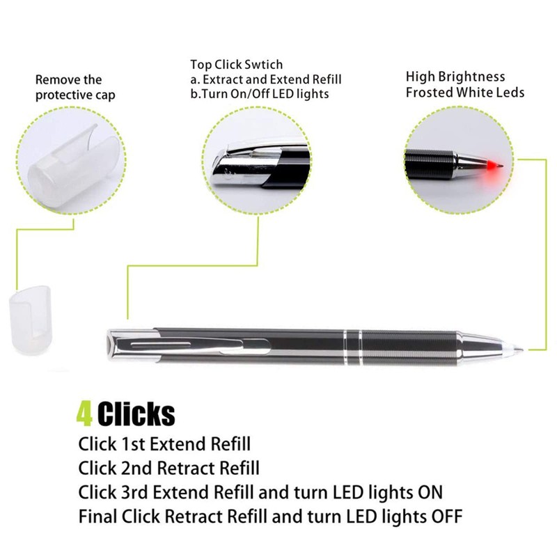 GS GLOWSEEN Lighted Tip Ballpoint Ink Pen With Light, Light