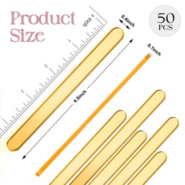 50PCS Acrylic Popsicle Sticks, Gold Cakesicle Stick for DIY Desserts and Ice Cream, Reusable Popsicle Sticks Bulk Set for Craft Supplies, Candy Bars and Party Use