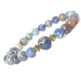 Vintage-Armband für Damen aus goldenem Metall und blauem kaiserlichem Jaspis