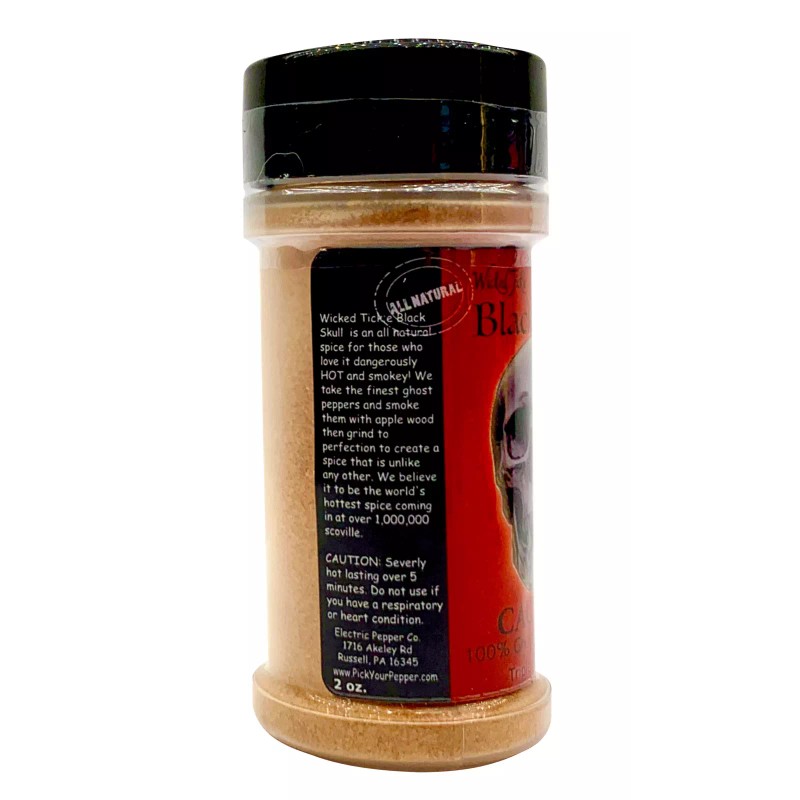 Wicked Tickle Black Skull Smoked Ghost Pepper Powder Hot Spice