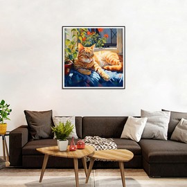 SJUTOUCI Diamond Painting Kits for Adults, Napping Cat Diamond Art Kits for Beginners, 5D DIY Diamond Bead Art, Full Drill Round Gem Craft Home Decor 30x30cm