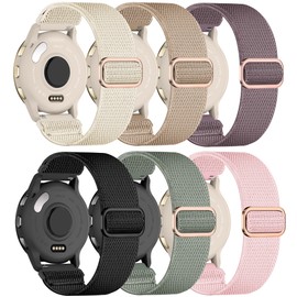 5 Pack Watch Bands Compatible with Venu 3S/Venu 2S/Forerunner 265S/255S, 18mm Nylon Stretchy Strap for Garmin Vivoactive 4S/Vivomove 3S Quick Release Replacement Wristband