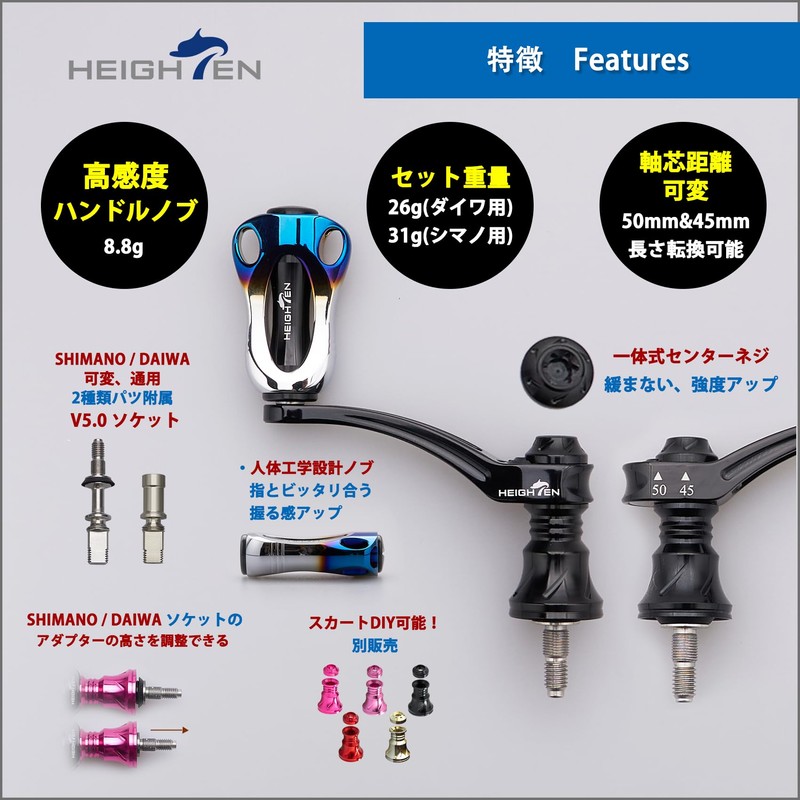 HEIGHTEN 1.8 - 2.0 inches (45 - 50 mm) Variable