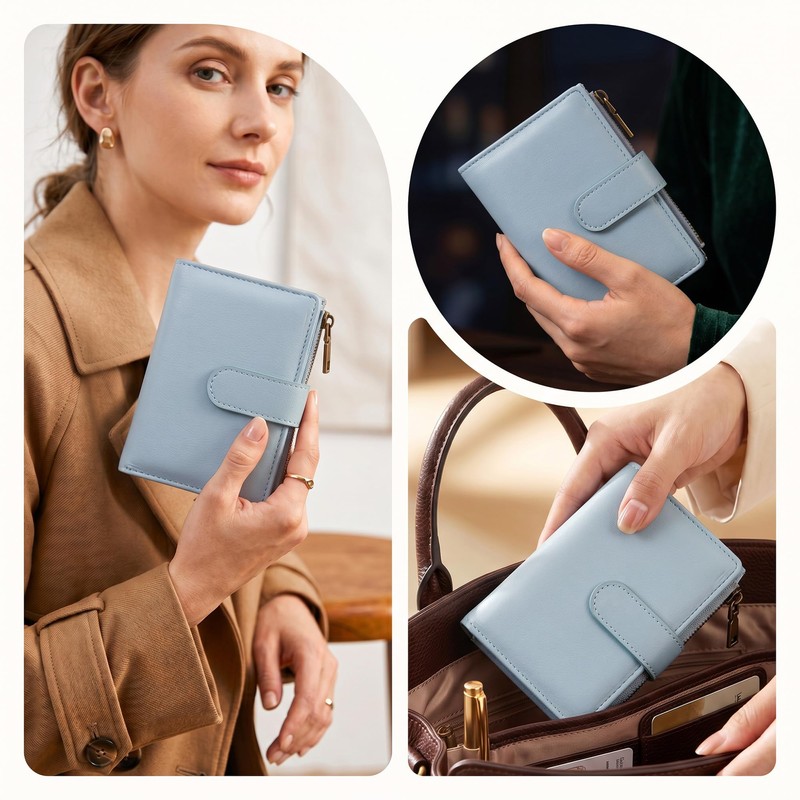 Espera Small Wallet Women Leather RFID Blocking Bifold Ladies Compact