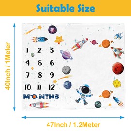 Space Baby Stuff, Rocket Baby Month Blanket for Newborn Photo Taken - Baby Age Blanket with 2 Frame B35-1