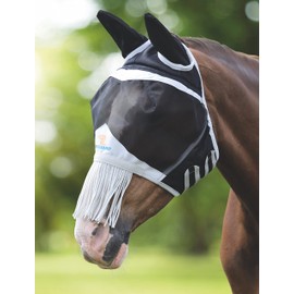 Shires Shires Fine Mesh Fly Mask with Nose Fringe - Black Full