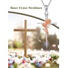 Qyvit Cross Necklace 925 Sterling Silver Cross Flower Pendant Christian