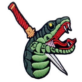 Snake and Dagger Patch Embroidered Applique Badge Iron On Sew On Emblem