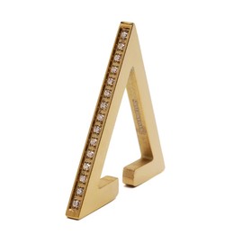 SilverKYASYA Stainless Steel 316L CZ Zirconia 30 Grounds Triangle Ear Cuff, Triangular Ear Cuff, Women's, Gold, Silver, Rose Gold, Perfect Score!, Rose Gold Silver, Advanced Cubic Zirconia