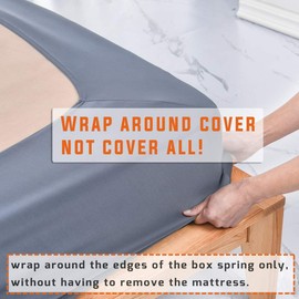 Twin Six Premium Bed Box Spring Cover, Update Bed Skirt, Mattress Protector Encasement,Queen/Split Queen, Grey