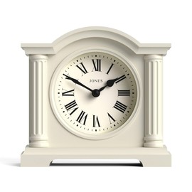 Jones Clocks® Kensington mantel clock | Classic arch top clock | Pale cream | Stylish & contemporary | Ideal for desk, mantelpiece, bookshelf or bedside