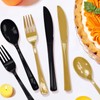 150 pcs Black and Gold Plastic Cutlery Set Disposable Heavy