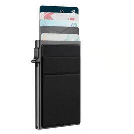 Xiansini RFID Card Holder Wallet, Pop Up Ultra Thin Metal Wallet with Money Pocket, Slim RFID Blocking Credit Card Holder for Men & Women, Lycra & Aluminum Design, Holds Up to 10 Cards