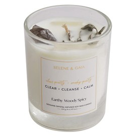 Sage Cleansing Candles with Crystals - Quartz Candles for Cleansing Space and Energy - Spiritual Gift for Him (Clear Smoky Calm)