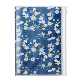 MARK'S 2024/2025 Pocket Diary B6 Vertical, Flower Pattern // Navy: From October 2024 to December 2025