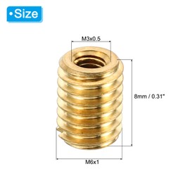 PATIKIL Brass Threaded Repair Insert Nut, 5 Pcs M6x1 Male to M3x0.5 Female Thread Sleeve Inserts Reducing Nut Adapter Reducer Screw Sleeves 8mm