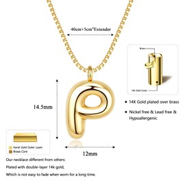 Dochais Gold Necklace with Letters for Women Girls - 14 Carat Gold Plated Twisted, Brass