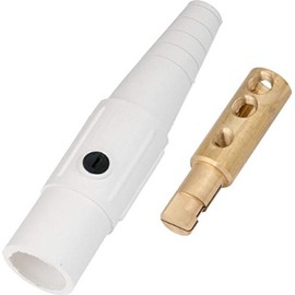 Marinco CLS2MB-B CLS Cam Type, Series 16 Inline, Single Pin Connector, 400 Amp, 600 Volt, 6 - #2 AWG, Male - White (B)