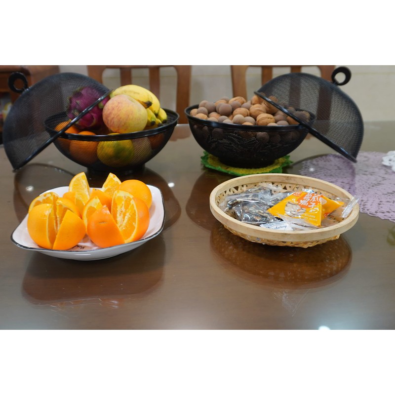Metal Fruit Basket Decoration Worktop Fruit Bowl Design Grey Mesh