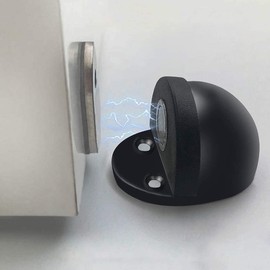 8 Pack Magnetic Door Stop, Black Door Stoppers Floor Mount Magnetic Door Catch Holder Modern Door Stops Brushed Satin Dome Door Stopper Wall Protector Adhesive Doorstops Magnet for Bottom of Door