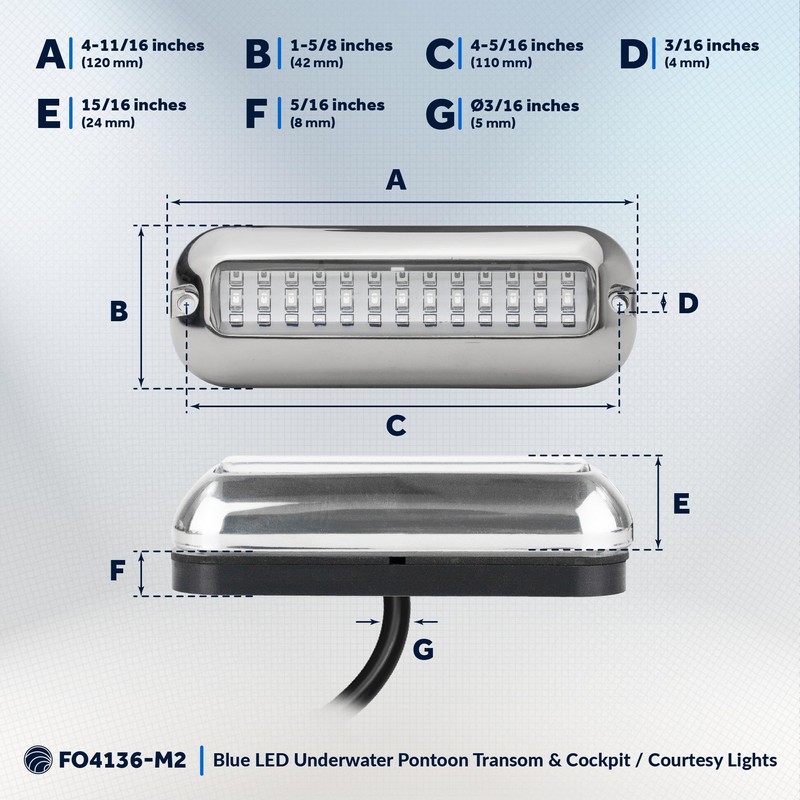 Five Oceans 2-Pack Underwater Boat Lights - Boat Cockpit Light,
