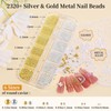 2 Boxes Metal Nail Beads and Resin Round Pearls with