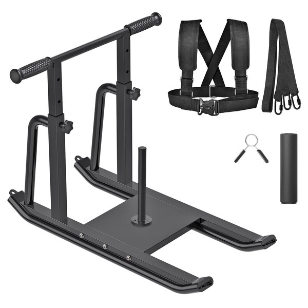 Kipika Weight Sled Fitness Sled, Adjustable Height Weight Training Sled, Enhance Muscle Strength and Explosive Power, Suitable for 1" & 2" Weight Plate, Black
